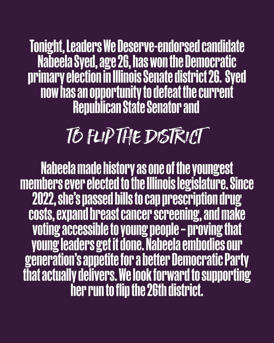 davidhogg111's tweet photo. Congratulations, @NabeelaforIL!! In the IL House, Nabeela has passed bills to cap prescription drug costs, expand breast cancer screening, and make voting more accessible to young people – proving that young leaders get it done. Let’s go flip IL-SD-26! https://t.co/LLT1krDxU8