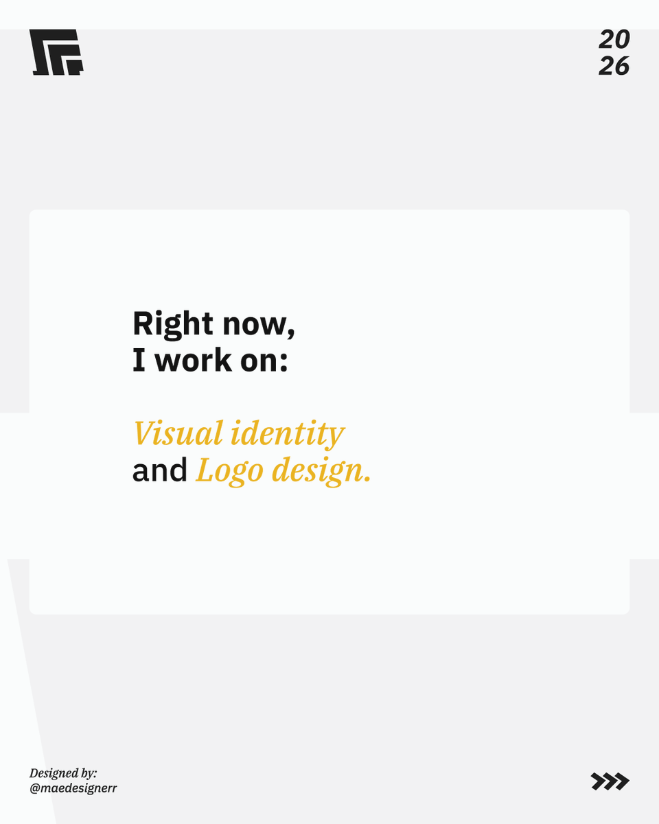 MAEDesignerr's tweet photo. I'm not trying to do everything. I'm focusing on the fundamentals.  Right now, that means visual identity systems, logos, typography, and layout work.   #design #designer #graphicdesign #graphicdesigner #branding https://t.co/p30Uoit8ds