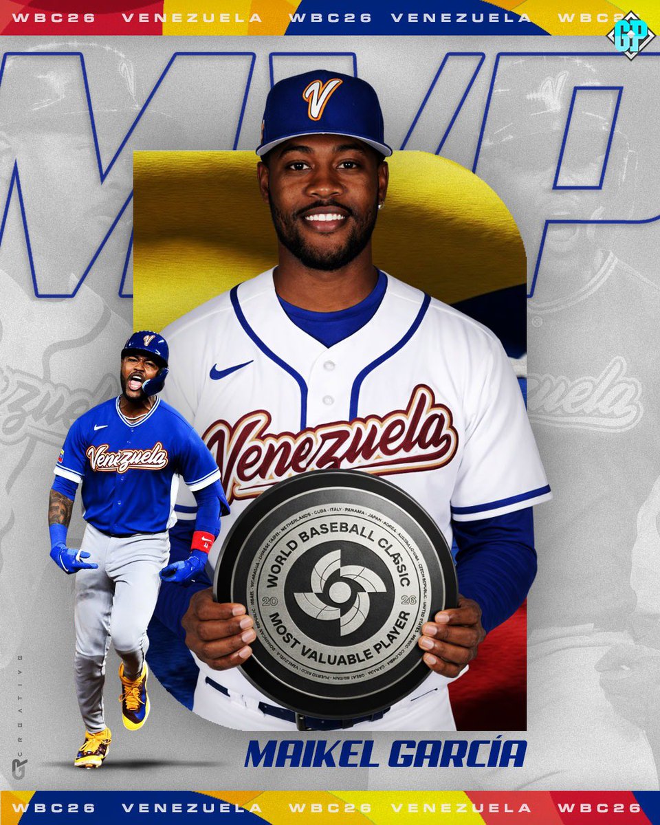 GeorgenyPerez's tweet photo. ¡SALUDEN AL MVP DEL CLÁSICO MUNDIAL DE BÉISBOL 2026!

CON USTEDES MAIKEL GARCÍA 🇻🇪🇻🇪🇻🇪🇻🇪🇻🇪 https://t.co/aCWJuNHYAq