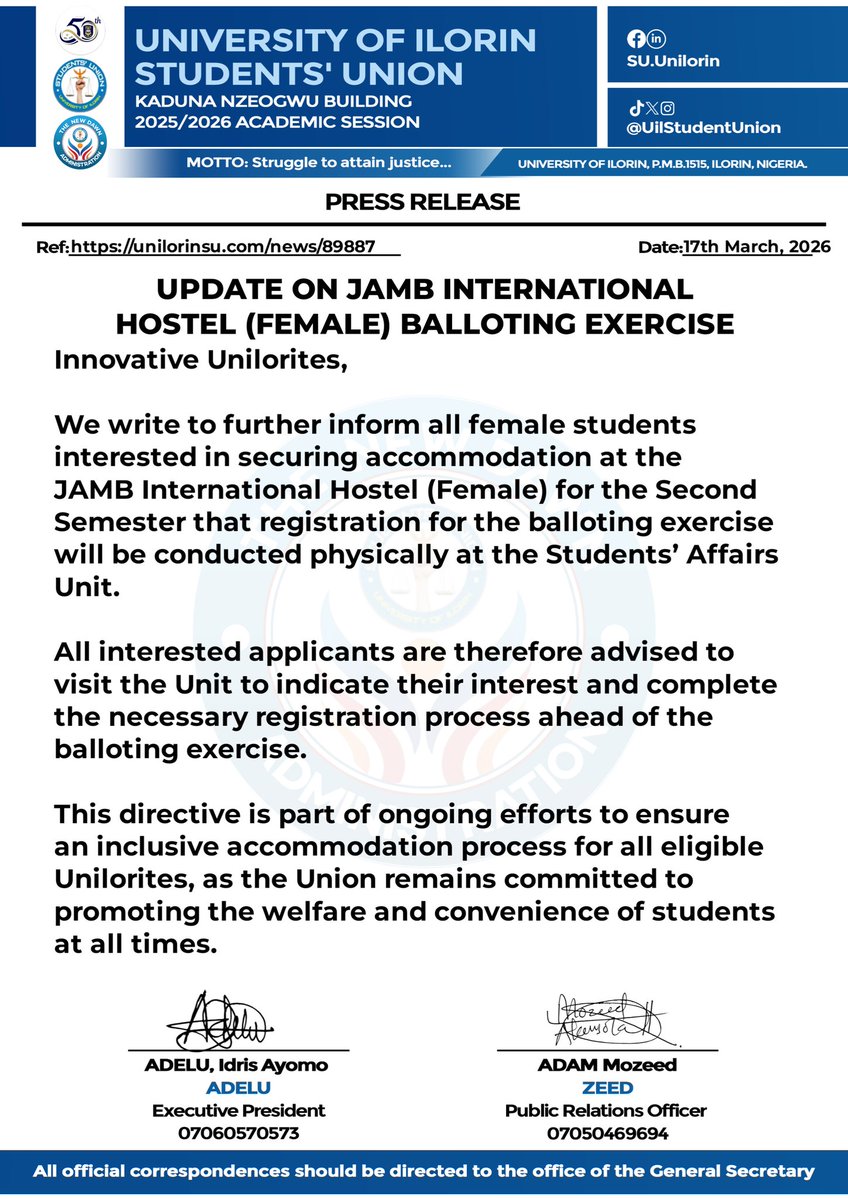 Unilorin SU tweet media