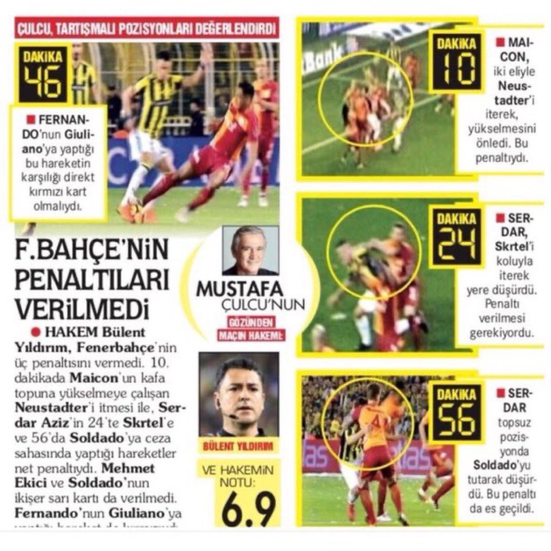 Fenerbahçe, “Akhisar’ı yenseydi şampiyondu” değil Galatasaray’a karşı 3 penaltısından biri verilseydi zaten şampiyondu.