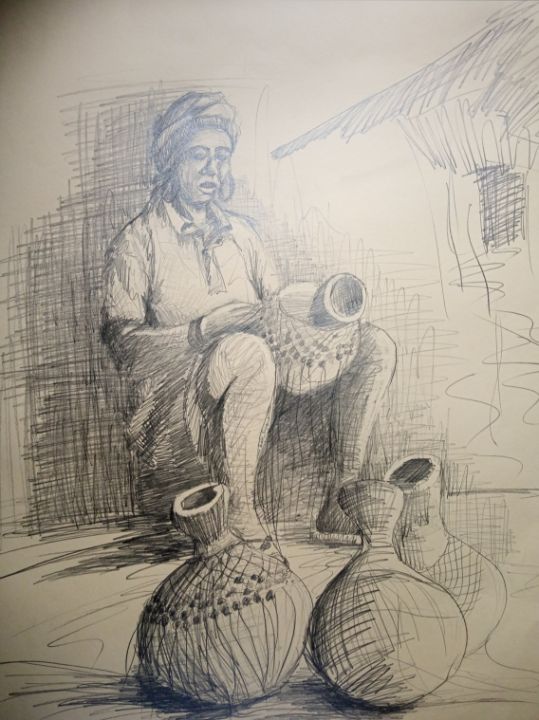 inukemmanuel's tweet photo. Art of the Day! "Sekere maker". Buy at: https://t.co/iwmVKoIenu https://t.co/N28xjrvwcJ