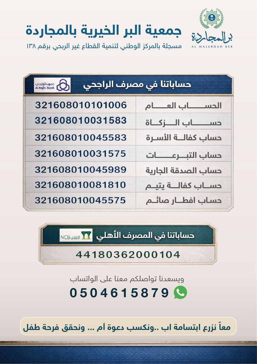 29 رمضان

صدقتك  قد تفتح رزقاً كان معلقاً،أو تشفي مريضاً، أو تُزيح هماً،أو تمسح إثماً

#بر_المجاردة