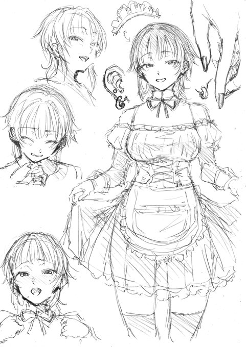 『梨華ちゃんはご奉仕したい』キャラデザラフ。