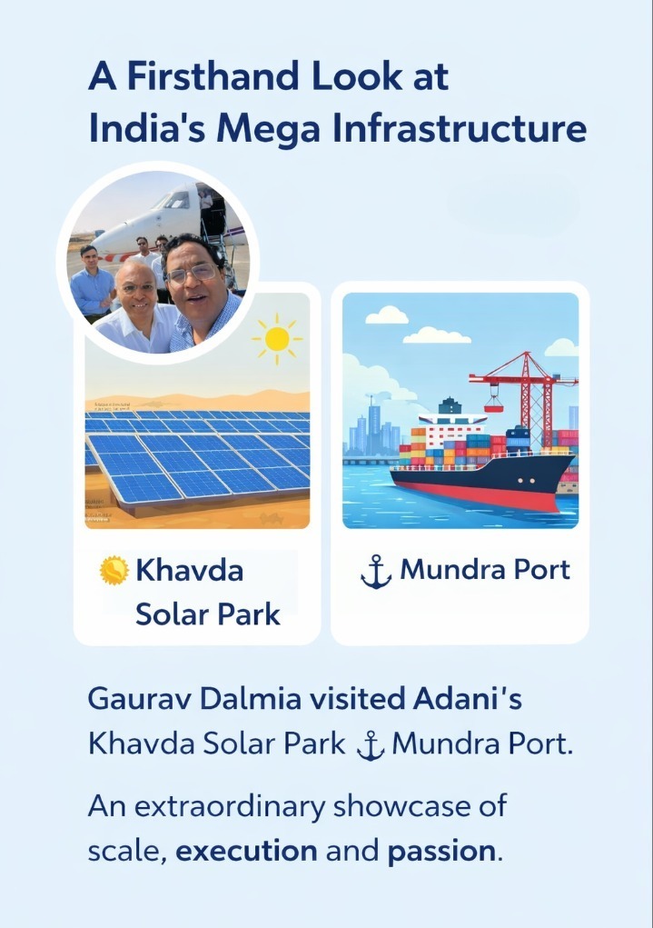 When you visit projects like #Adani’s Khavda Solar Park and Mundra Port, the scale becomes impossible to ignore.

Gaurav Dalmia experienced it firsthand... a remarkable showcase of vision, execution and ambition.