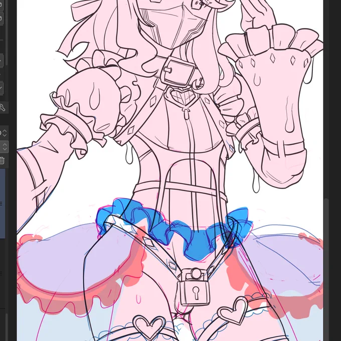 フリル描いたら色塗ります