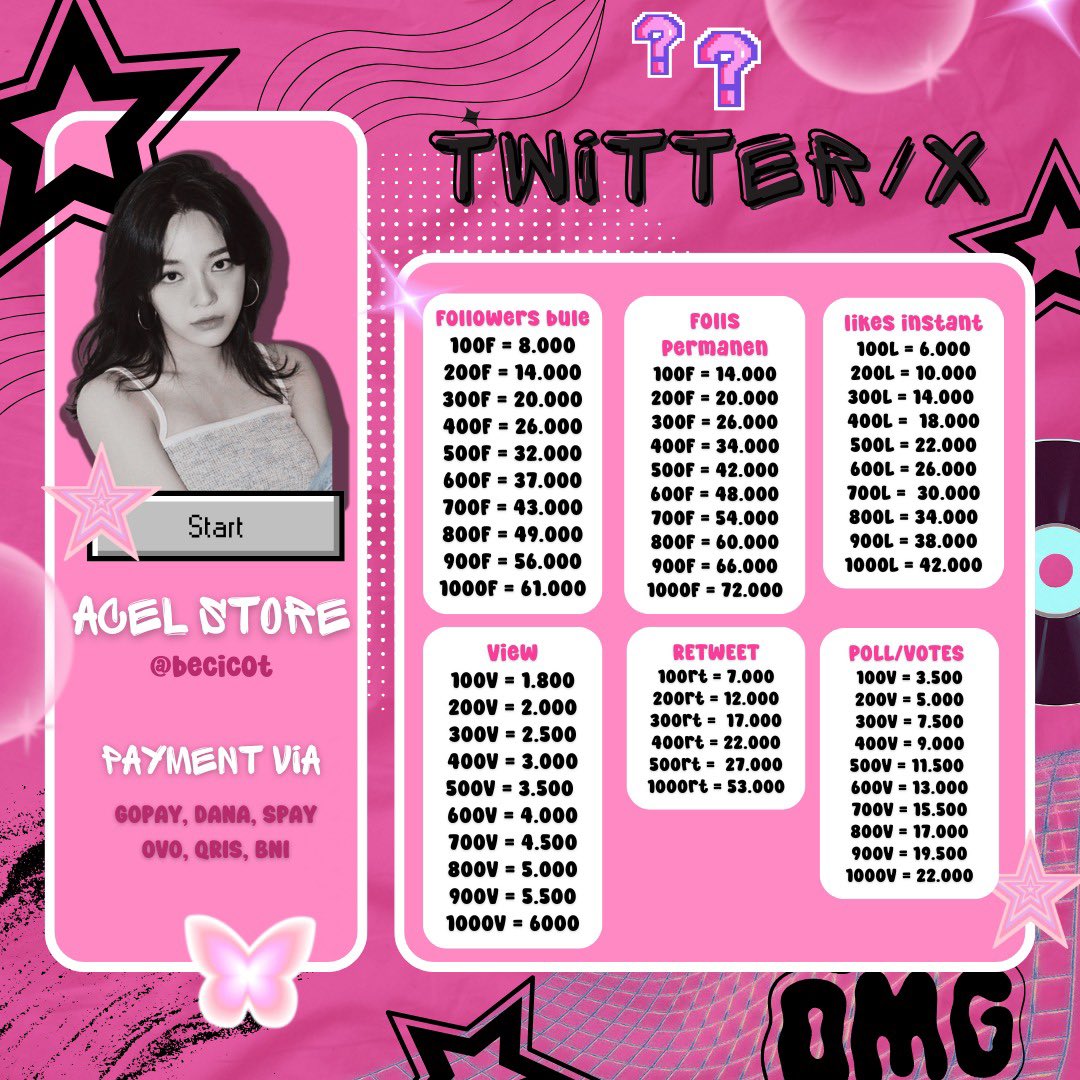 becicot's tweet photo. Hi guys!💗 
Need followers, likes, views dll buat sosmed kamu? Bisa banget ke aku ka😍!!#zonauang

✅ fast respon
✅ fast proses 
✅ harga terjangkau

Mau order ka? Kesini ya!! 🫶🏻
☎️ https://t.co/Yjz6YqO2Cj https://t.co/Tsrpw4M8re