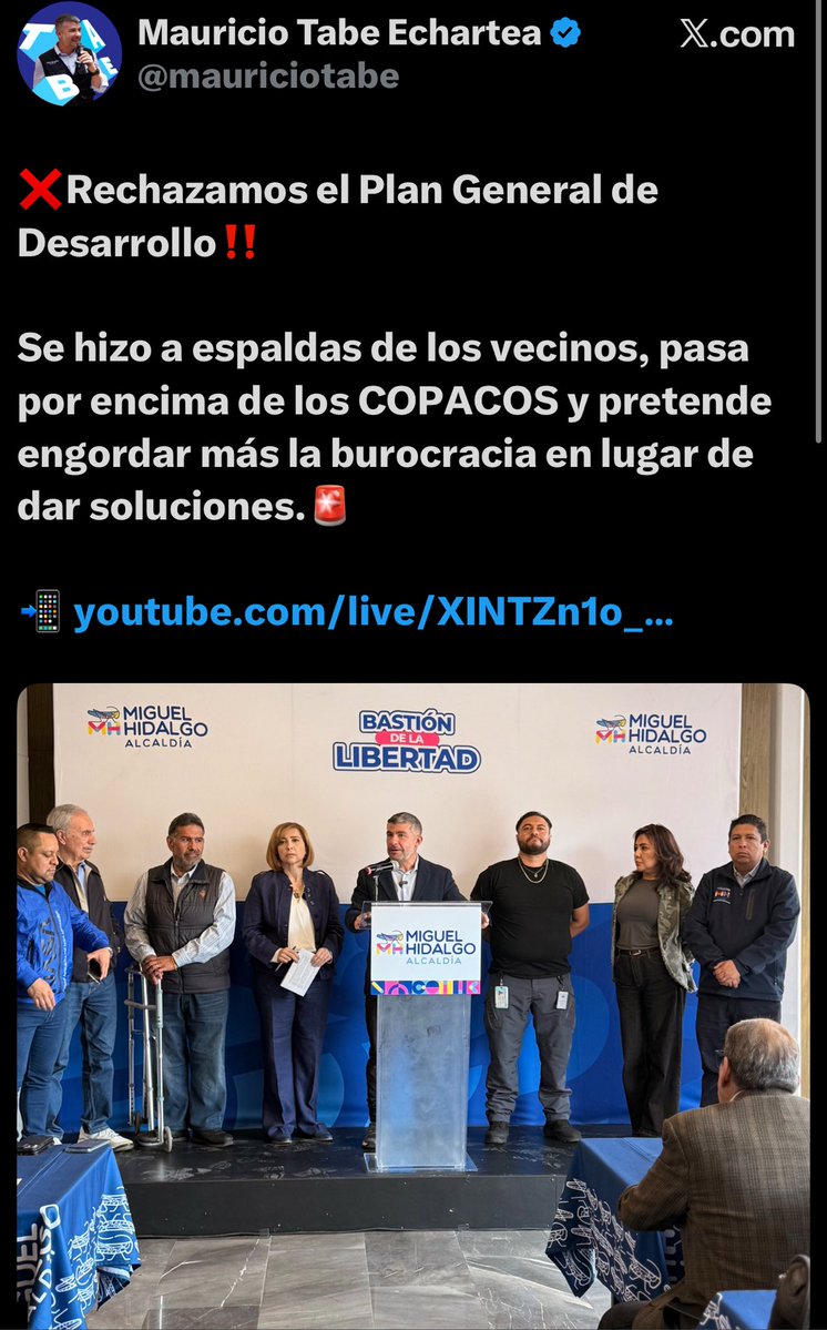 Sin vecinos reales, sin argumento real. Solo teatro. ❌

<a href="/mauriciotabe/">Mauricio Tabe Echartea</a> se trató de subir a la lucha vecinas de Polanco y Las Lomas y lo dejaron solo 🤷🏼‍♀️

Esto pasa cuando gobiernas por golpeteo y no para servir 😬