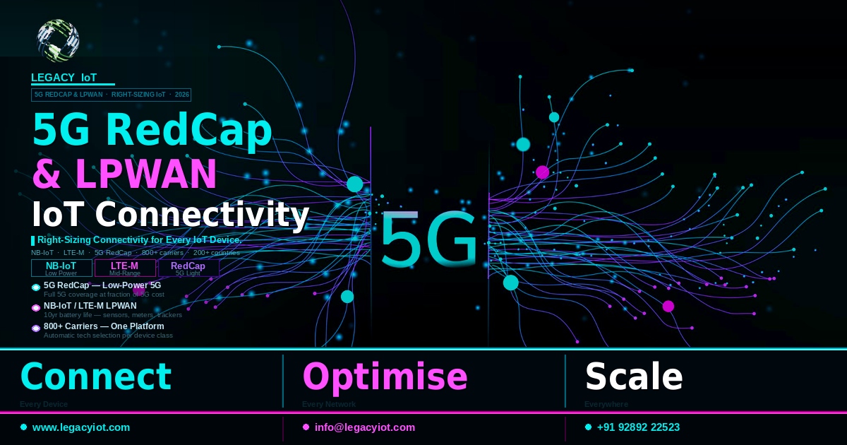 legacyiot's tweet image. 📡 Not every IoT device needs a smartphone connection.

Moving fleet tracker? → LTE-M. Voice + data.
Industrial camera? → 5G RedCap. Multi-Mbps. Low cost.

Legacy IoT: all 3 tiers. 800+ carriers. One platform.

📧 info@legacyiot.com

#5GRedCap #NBIoT #LPWAN #IoT