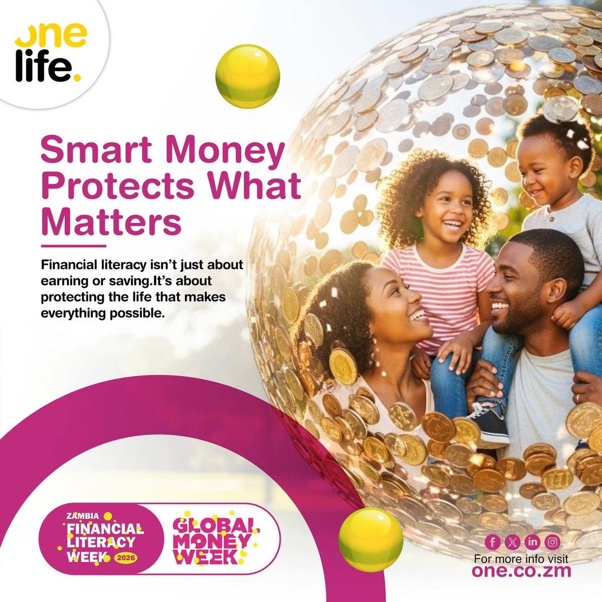 OneLife_ZM's tweet photo. Real financial security comes from safeguarding the life that makes everything possible. Because smart money doesn’t just grow wealth, it protects the people who depend on it.
#FinancialLiteracyWeek #GlobalMoneyWeek #InsuranceisSmart #TalkInsurance #SocialiseInsurance https://t.co/YQ9ru0k7hC
