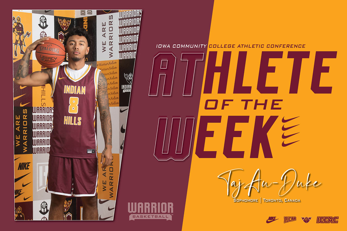 IHCCAthletics's tweet photo. For the fourth time this season, Taj Au-Duke is your @ICCACSports DI Men's Basketball Athlete of the Week 👊

Au-Duke led @ihccbasketball to the @NJCAABasketball North Central District Championship!

📰 https://t.co/IH3EYdUtZV https://t.co/T5dEuCIpaD
