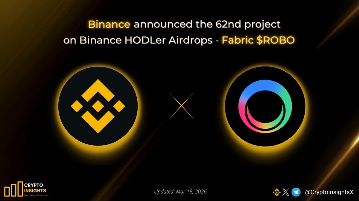 CryptoInsightsX's tweet image. 📢 @binance announced the 62nd project on Binance HODLer Airdrops - @FabricFND $ROBO

Fabric Protocol is a decentralized infrastructure layer built to power autonomous AI agents through verifiable computing.

#Binance #newlisting