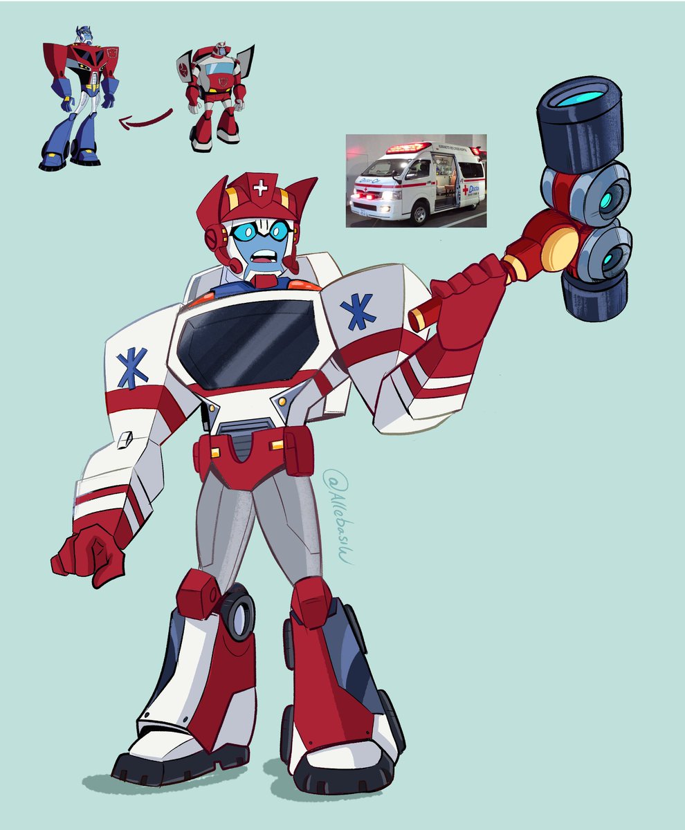 AllebasiW's tweet image. It's a mixed idea that I try to make work, the hammer thing is more of an inside joke #Transformersanimated
#optimus