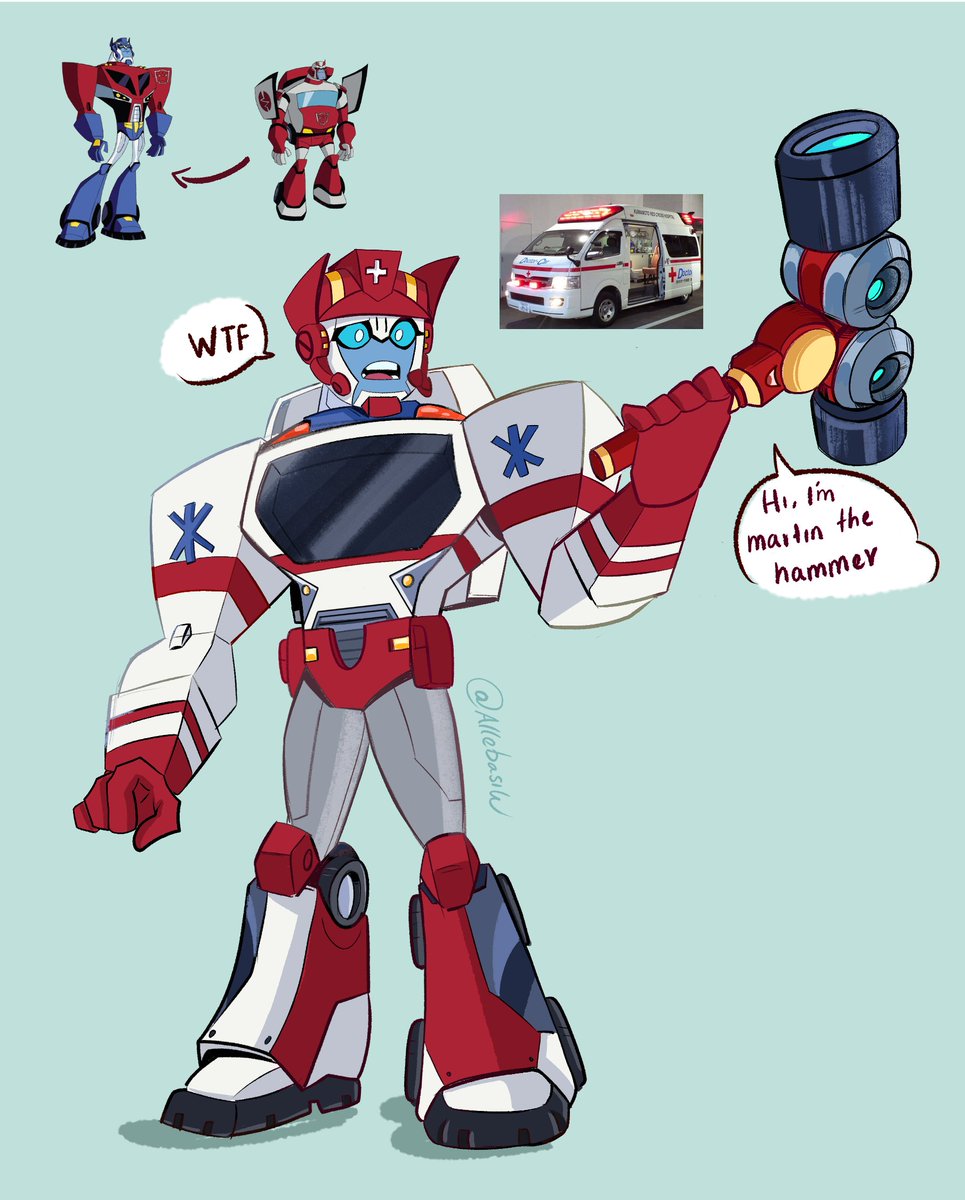AllebasiW's tweet image. It's a mixed idea that I try to make work, the hammer thing is more of an inside joke #Transformersanimated
#optimus