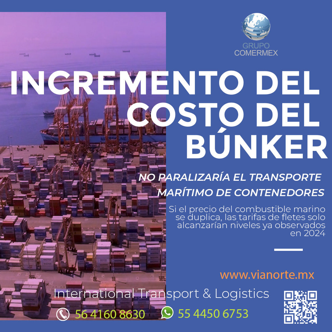 ComVianorte's tweet photo. Incremento del costo del búnker no paralizaría el transporte marítimo de contenedores
Si el precio del combustible marino se duplica, las tarifas de fletes solo alcanzarían niveles ya observados en 2024 https://t.co/GKNSntTSNj