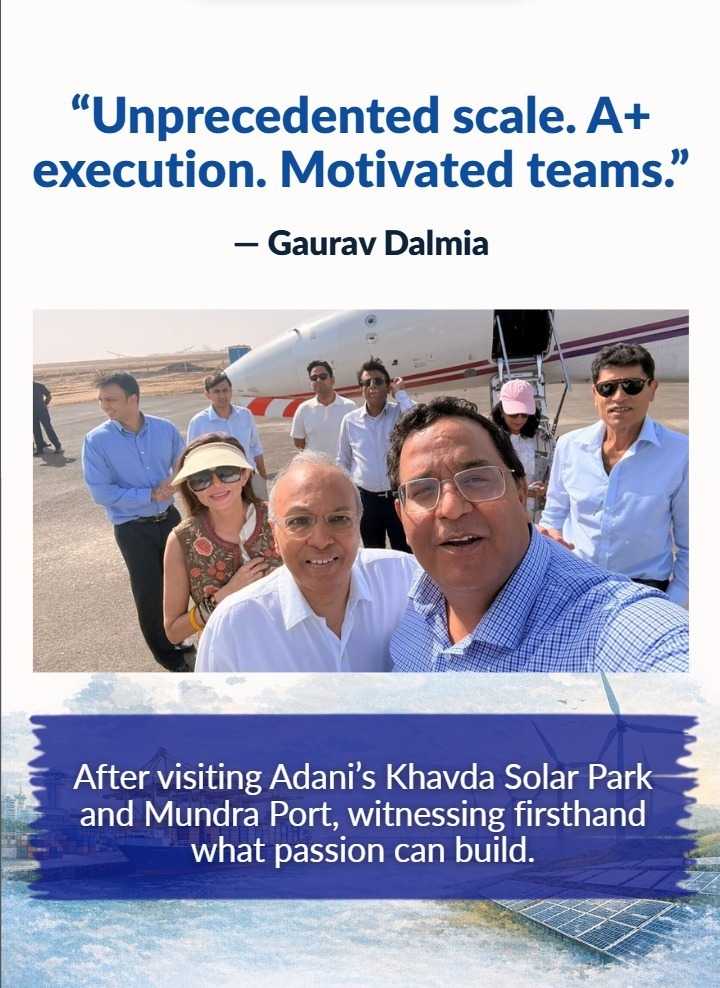 From the vast solar fields of #Khavda to the global logistics gateway at Mundra Port, the scale of #Adani’s projects is hard to grasp until you see them.

Gaurav Dalmia after his visit, says: “Unprecedented scale. A+ execution. Motivated teams.”

India’s infrastructure story is