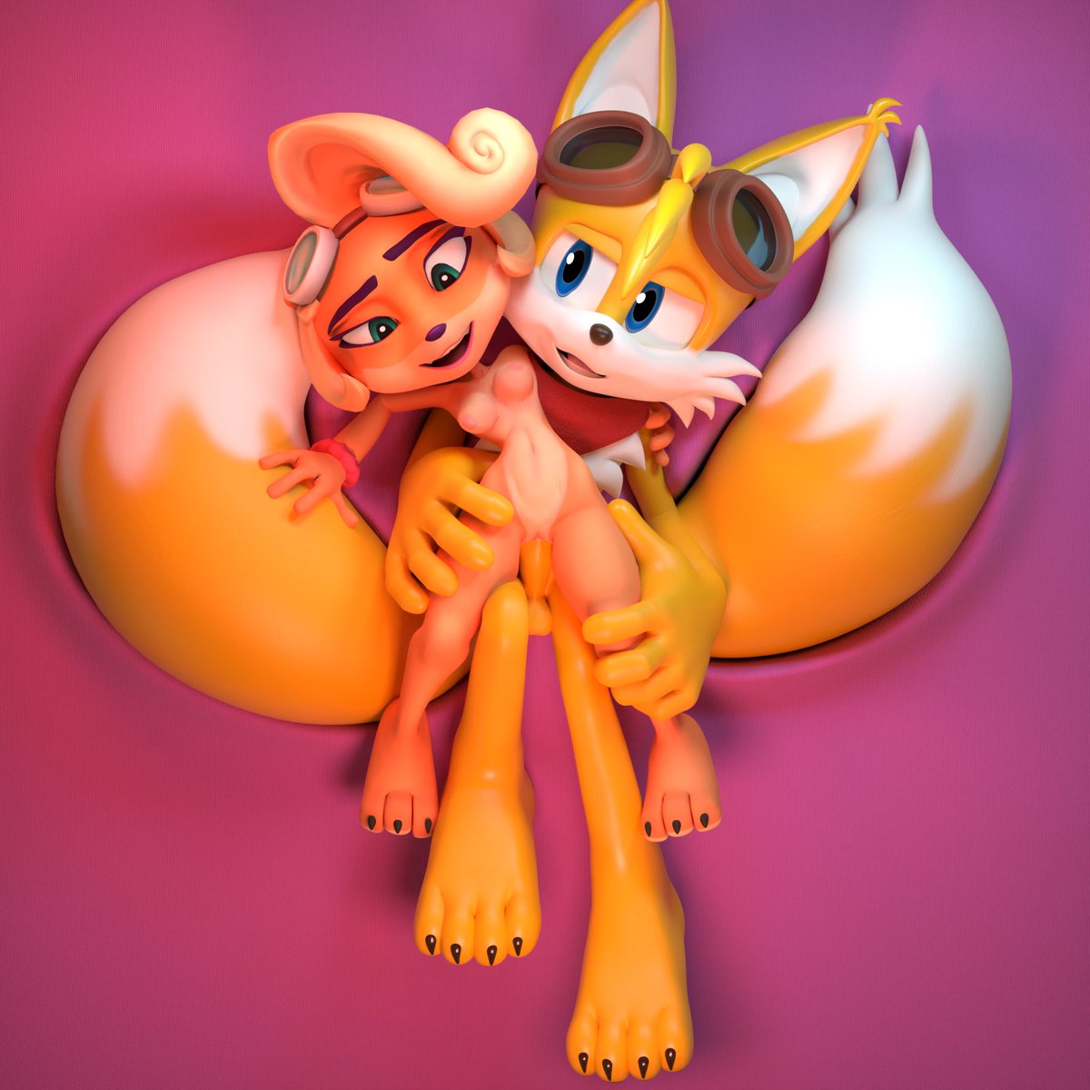 Uh-oh, the nerds are breeding! 
(I had a last-minute idea before bed)
Coco Bandicoot model by <a href="/JojoMingles/">JoJo🌼</a> 
Miles Prower is my fault!

Enjoy!