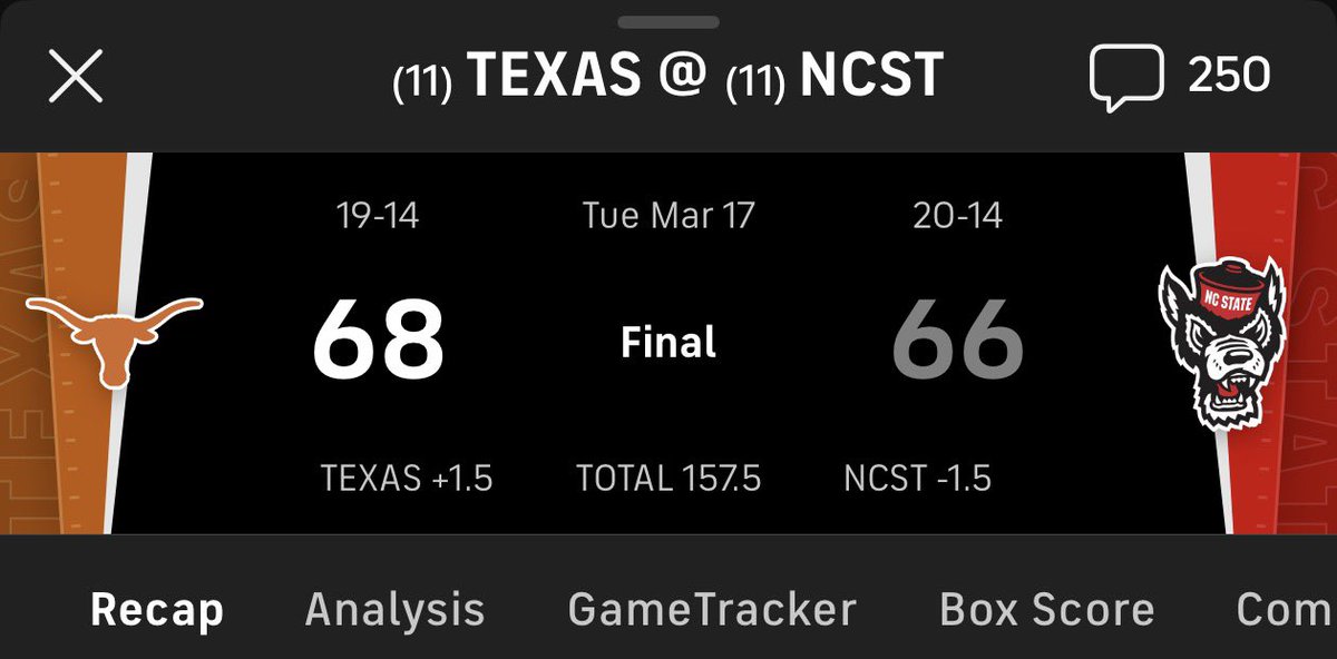 💰 $250 TO SOMEONE RANDOM WHO RETWEETS

🧹 3-0 PREMIUM SWEEP

💰 TEXAS ML
💰 UMBC/HOWARD O 140.5
💰 TEXAS/NC STATE U157.5

dm me “locks” for my bracket