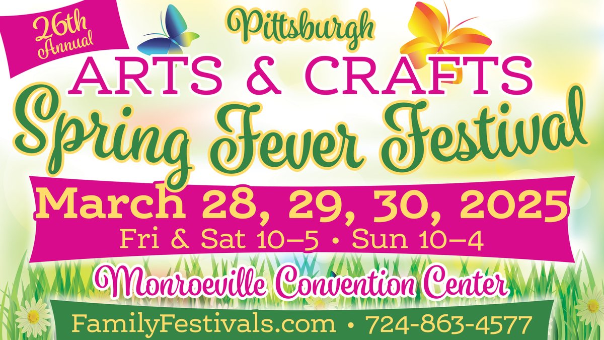 VisitMon's tweet photo. 🌸🎨 The 27th Annual Pittsburgh Arts &amp; Crafts Spring Fever Festival is here! 🎨🌸

Browse, shop, sample &amp; sip at over 200 booths in a fun &amp; festive atmosphere THIS WEEKEND at the Monroeville Convention Center! 🌷✨🛍️

For more information ⬇️
https://t.co/yAIYJeUi2C https://t.co/uwOhy3Fij8