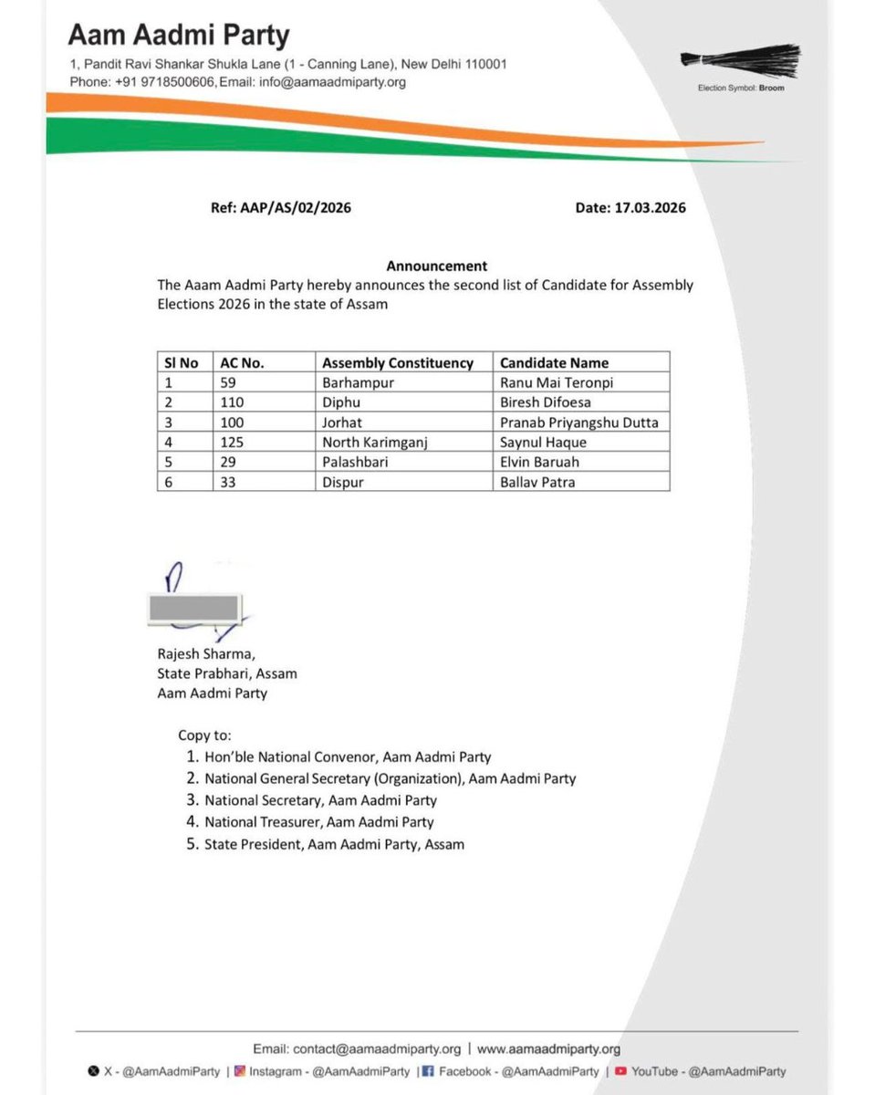The Aam Aadmi Party (AAP) has announced its second list of candidates ...