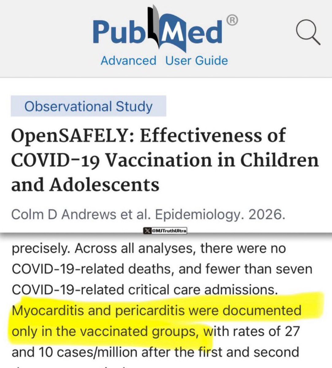 Crimes contre l'humanité...

🚨 cette NOUVELLE étude portant sur 1,7 million d'enfants a révélé que les enfants ayant reçu un « vaccin » à ARNm contre le COVID-19 souffraient de myocardite et de péricardite — aucun enfant non vacciné du groupe n'a souffert de ces problèmes