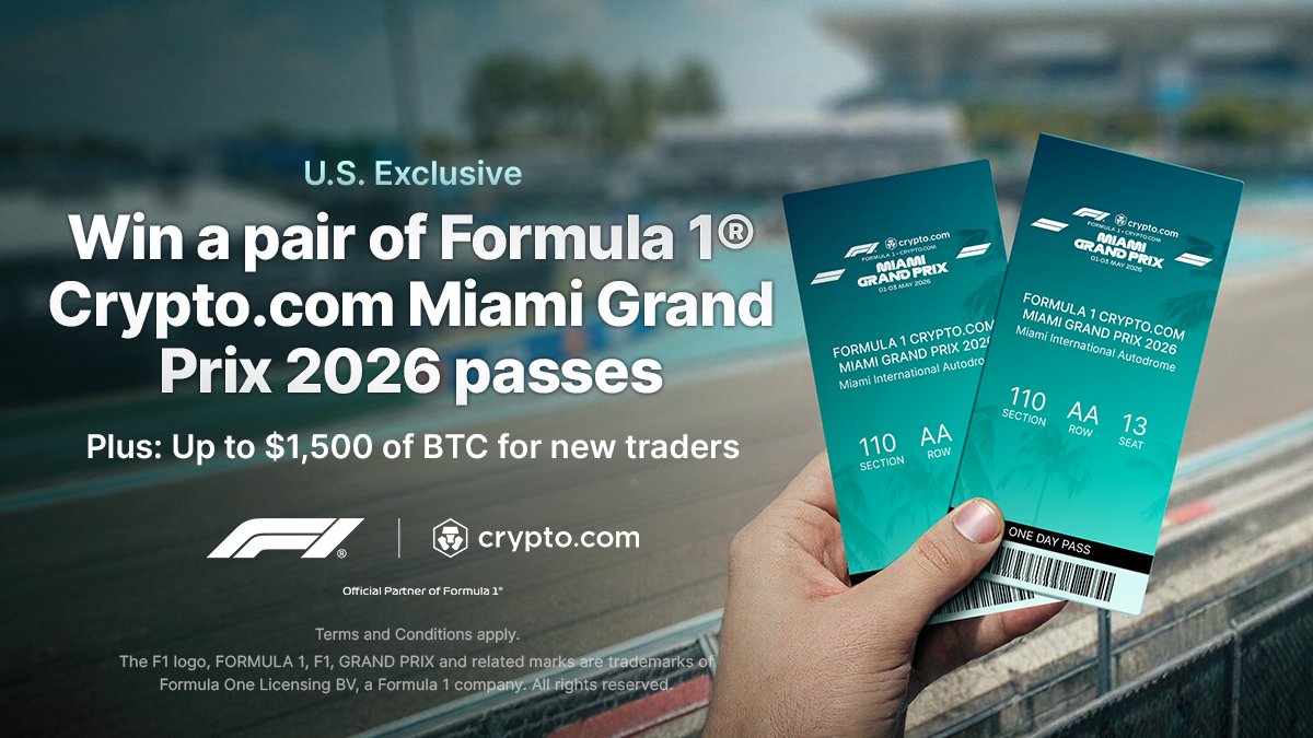 U.S. users, it’s time to accelerate your trades 🇺🇸

The Turbo Trade campaign ends in 2️⃣ weeks, so you still have time to win: 

🌴 <a href="/F1/">Formula 1</a> Crypto.com Miami GP 2026 passes
🥇 BTC rewards

T&amp;Cs Apply. Details 👉 crypto.onelink.me/J9Lg/drczl1jj