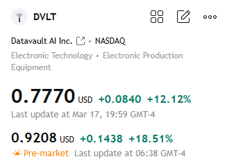 UMiLiveOfficial's tweet image. 🔥 Today's Recommendation: $DVLT

Datavault AI, Inc. is dedicated to providing AI-driven data experiences, asset valuation, and monetization services in the Web 3.0 environment.

Strong short-term breakout, bullish signal.