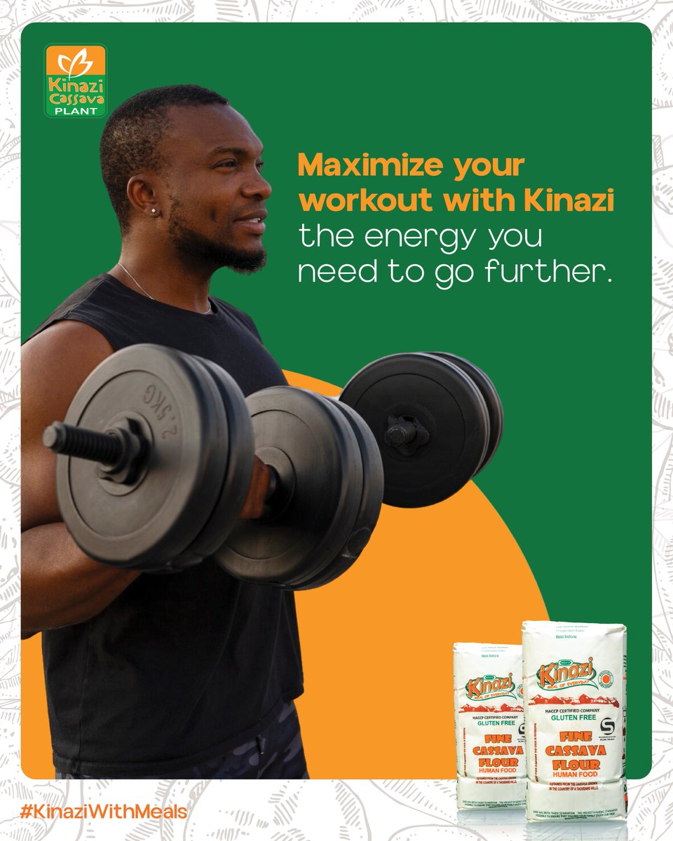 KinaziLtd's tweet photo. Unleash your power with Kinazi Cassava Flour. Fuel your workout and push beyond limits with the energy you need to go further.
#KinaziWithMeals #FitnessFuel #EnergyToGoFurther https://t.co/W6YIrG8fQ0