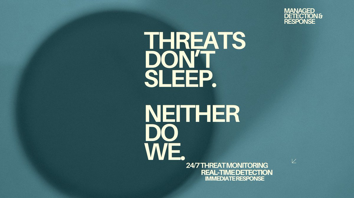 DataIntegrityTO's tweet photo. Cyber threats don’t wait for business hours.
Neither should your security.

With Managed Detection &amp; Response, your environment is continuously monitored, threats are identified in real time, and action is taken fast — day or night.

Always watching. Always protecting. https://t.co/bmtCoUOAxz