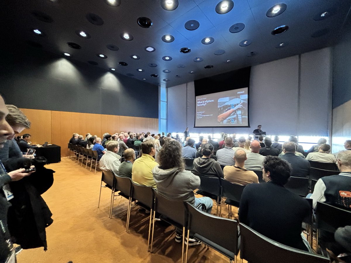 MyVMUG's tweet photo. Sessions are underway! @h0bbel and Stine Larsen are presenting on Hypervisor Horrors to a packed room. https://t.co/EGsDnNrypa
