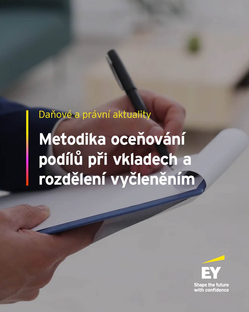 EY_CeskaRep's tweet photo. Nová interpretace NI 74 přináší jasno do oceňování podílů při vkladech a vyčleněních. Co přináší do praxe? Více v našem alertu zde: https://t.co/uxvHod94uG
#EYCeskarepublika #ucetnictvi #podil #vycleneni https://t.co/vVvoiVmpbl