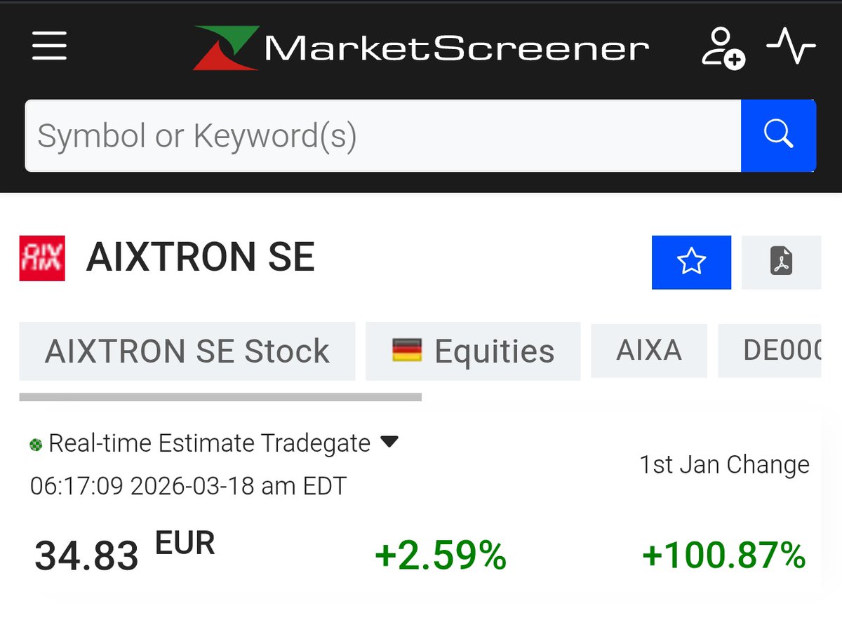 BeuvingJordy's tweet photo. 🌐 📈 ✅ 🚀 👇 AIXTRON now +100% YTD $AIXA #photonics #opto #AI https://t.co/0DnNqz8c8U