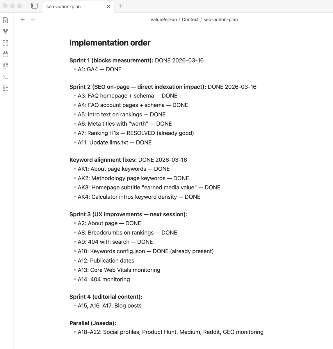 josedapoveda's tweet photo. Día de optimización SEO para https://t.co/OhFyyo69kS siguiendo el "Action Plan" marcado por Seoseda, mi agente de optimización SEO creado con Claude Code. https://t.co/5RAiS9S0PN