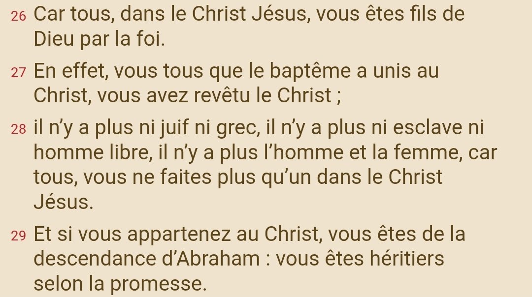 En effet Dieu ne nous demande pas d'effacer notre condition parcequ'il nous donne une liberté bien plus grande, celle de la promesse de Dieu. 
Galates 3: 26-29