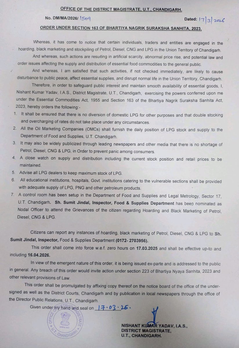 Deputy Commissioner, Chandigarh tweet media