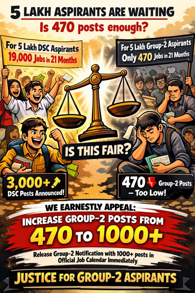 hadrikak30511's tweet photo. @apjobaspirants @PawanKalyan @naralokesh @AndhraPradeshCM @APDeputyCMO @BJP4Andhra @JaiTDP @JSPShatagniTeam @LokamMadhavi @kanduladurgesh @SrikanthMLC @rajasekharam66 @chiranjeevimlc .@PawanKalyan @naralokesh అన్నా 5,00,000 #AndhraPradesh నిరుద్యోగులు ప్రిపేర్ అయ్యే గ్రూప్2 నోటిఫికేషన్ కొరకు 21 నెలలుగా చాలా డబ్బు సమయం ఖర్చు చేసి ఇల్లు విడిచి ప్రిపేర్ అవుతున్నాము. దయచేసి 1000 కి పోస్టులు పెంచండి అన్నా😭🙏

#SaveAPGroup2Aspirants
#NaraLokeshSirPleaseRespond https://t.co/kYQfbzo2CL
