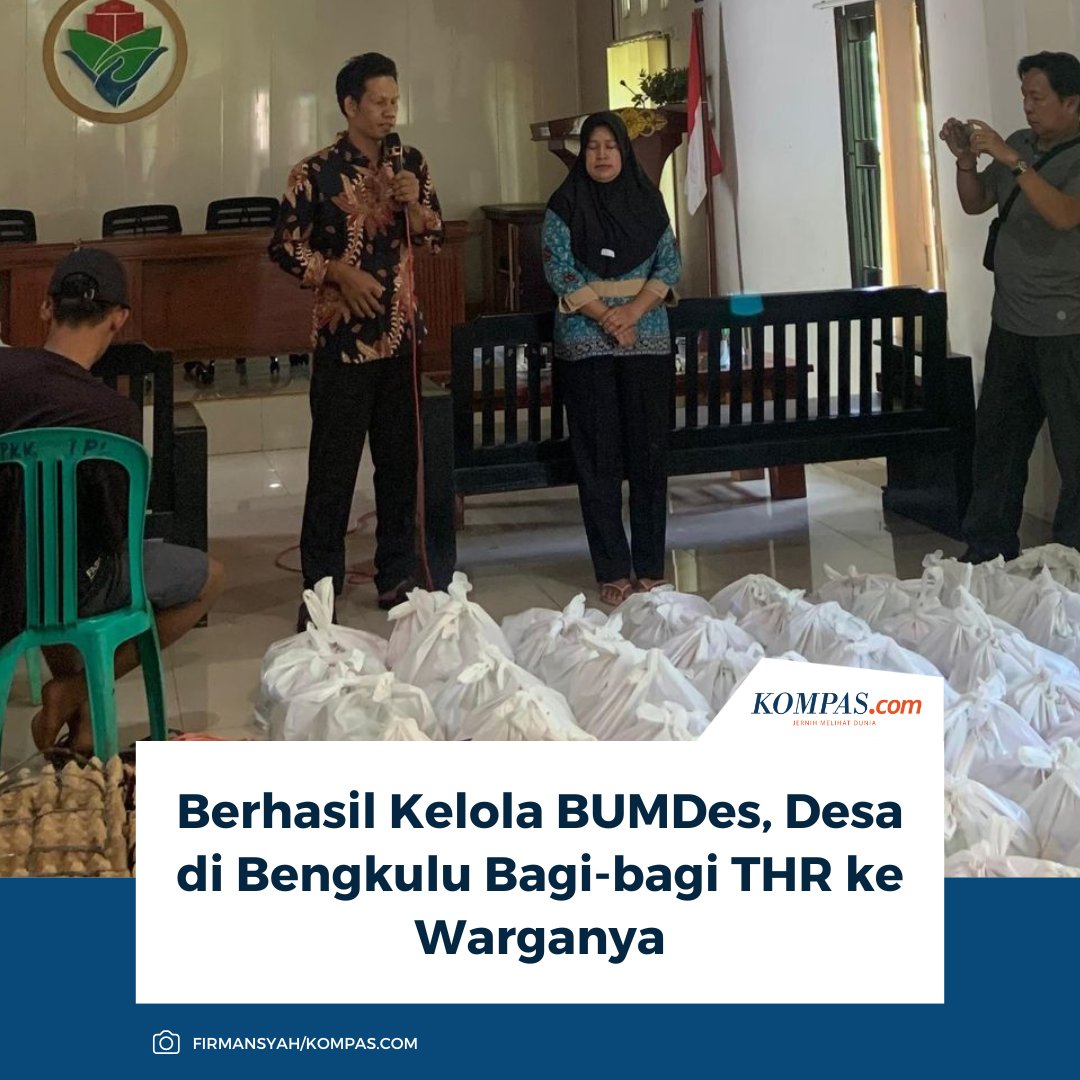 kompascom's tweet image. "Sebenarnya pembagian THR ke seluruh warga ini sudah empat tahun rutin kami bagikan ke seluruh warga," kata Zakaria saat ditemui di rumahnya, Rabu (18/3/2026).

Baca selengkapnya 👇
regional.kompas.com/read/2026/03/1…

~LL #THR #Bumdes