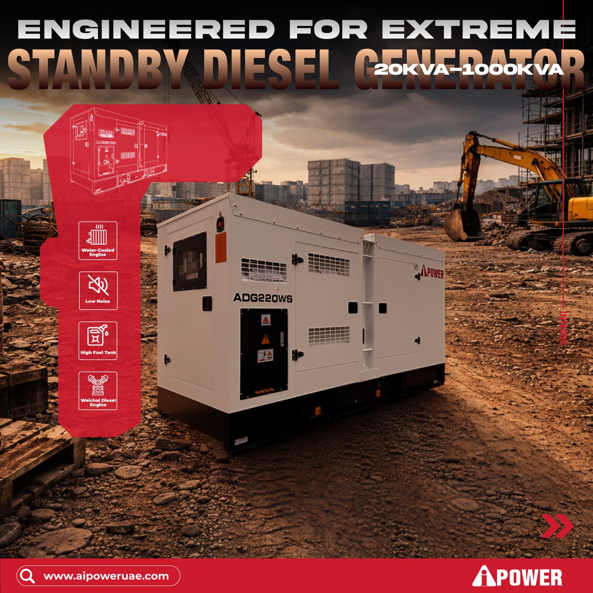 AipowerD's tweet photo. Power failures don’t wait—why should you? ⚡
AiPower ADG220WS keeps sites running strong. Would you trust it on your project? #IndustrialPower https://t.co/aFqWDwrm1i