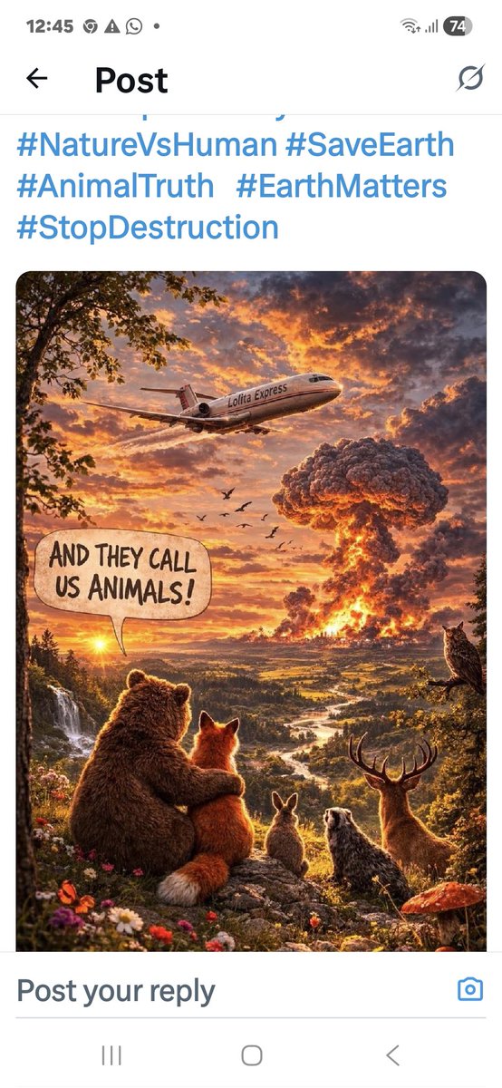Malatuli59's tweet photo. NO ANIMAL HAS EVER DESTROYED THE EARTH THE WAY HUMANS HAVE.
#RealityCheck #DeepThoughts #HumanNature #WakeUpToReality #TruthHurts #NatureVsHuman #SaveEarth #AnimalTruth #EarthMatters #StopDestruction https://t.co/TzV6dEp72j