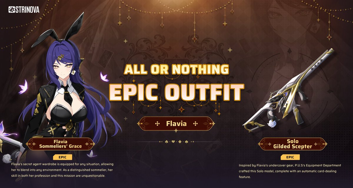All or Nothing | Flavia Epic Outfit Preview

Charm is part of the act.
And she always knows when to raise the stakes. ♦️

⏰Duration: March 26th - May 21st (UTC+0)

#Strinova