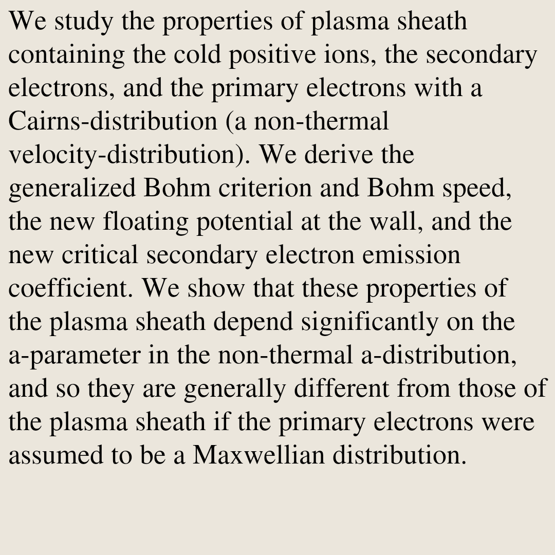 The properties of plasma sheath containing the primary electrons with a Cairns-distribution

Yida Zhang, Jiulin Du
arxiv.org/abs/2603.15701 [𝚙𝚑𝚢𝚜𝚒𝚌𝚜.𝚙𝚕𝚊𝚜𝚖-𝚙𝚑]