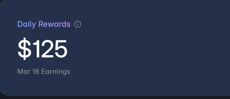 Day 1: $125 in rewards 💰
Goal was $100/day… we’re ahead already
March Madness liquidity is printing right now 👀

Will keep posting daily so you can track it with me 🫡
