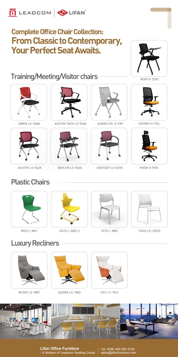 LeadcomSeating's tweet photo. From ergonomic chairs built for all-day focus to lightweight stackable seating for collaboration and luxury recliners for stylish relaxation—we have the perfect seat for every space. Discover yours today! 👇

https://t.co/Cf9LwrrxDu
#leadcom #officefurniture https://t.co/lmOxHdQtIA