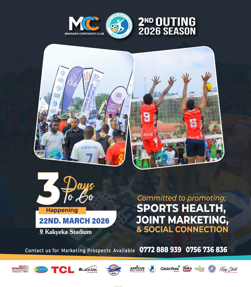 MbararaCorpClub's tweet photo. ONLY 3 Days To Promote Sports Health, Jointly Market and Make strong Social Connections. This Sunday at Kakyeka Stadium.

#MbraCorpLeague2ndOuting https://t.co/4W5VNh7ULi