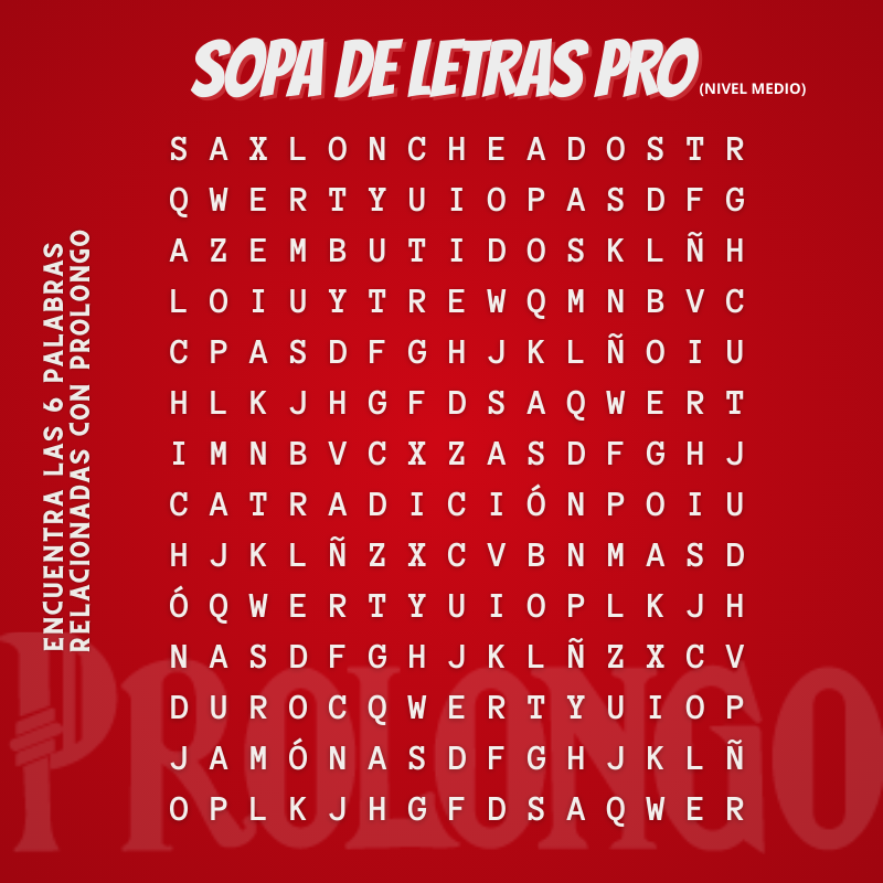 Prolongo1820's tweet image. 🧩🔍 Sopa de letras PRO (nivel difícil)

Pon a prueba tu vista y encuentra las 6 palabras relacionadas con Prolongo 👀

¿Serás capaz de encontrarlas todas? 😏

💬 Déjanos en comentarios cuántas has encontrado 👇

#Prolongo #SopaDeLetras #RetoProlongo #MomentosProlongo #Diversión