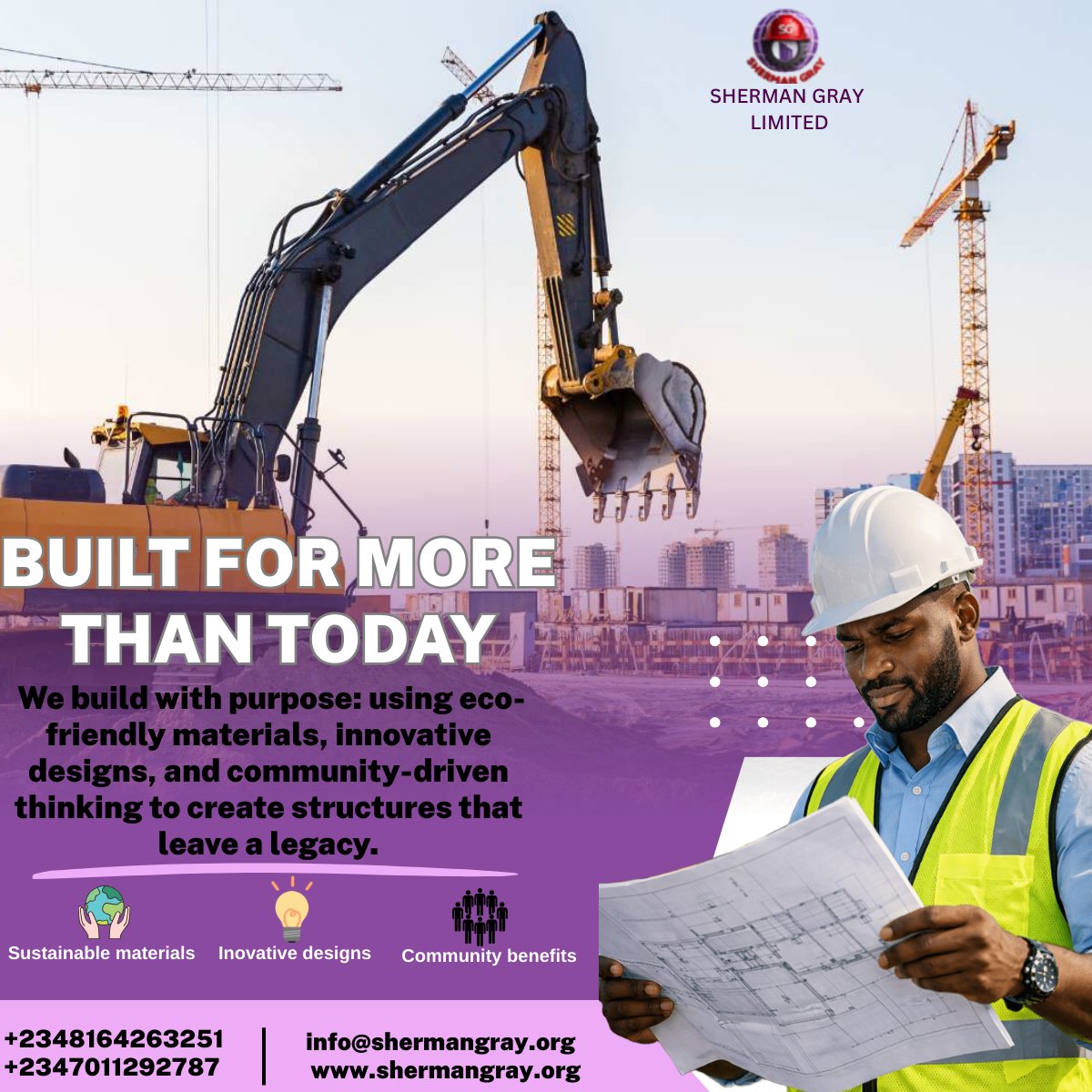 ShermanGrayLtd's tweet photo. What if your next project could do more than just stand the test of time? We believe that construction isn’t just about creating structures—it’s about creating a legacy.
📲 : 08164263251, 07011292787
🌐 : https://t.co/61FlIj9f9n
📧 : info@shermangray.org
#ShermanGray #EPCsolution https://t.co/X5xVpzBtQe