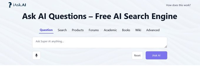 📌📚محرك بحث متقدم👇

iask.ai

   محرك بحث يجيب عن كل الأسئلة ويوفر كل المعلومات بشكل عام أو بالبحث الأكاديمي أو من الكتب والويكيبيديا وغيرها… 

يمكن أن يعمل بطريقة google في البحث و ChatGPT في آن