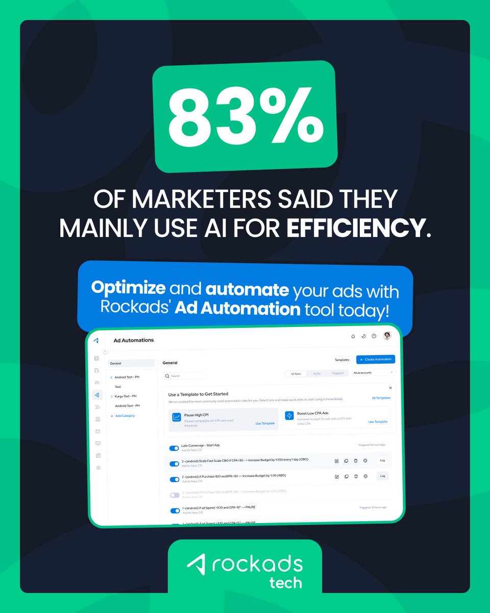 By letting AI handle the heavy lifting of mundane, repetitive tasks, you free up valuable time to focus on what really moves the needle: Creativity and Strategy.

Don't let manual ad management slow you down. Rockads' Ad Automation tool is designed to streamline your workflow so