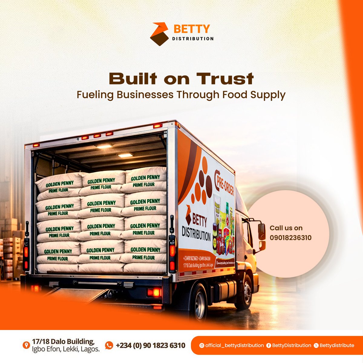 BettyDistribute's tweet photo. At Betty Distribution we are built on trust, driven by consistency.
We don’t just supply food. We power businesses, strengthen communities, and deliver reliability you can count on. #FoodSupply #BuiltOnTrust #BusinessGrowth #SupplyChain #Reliability #FoodBusiness https://t.co/xnO9KEvnOV