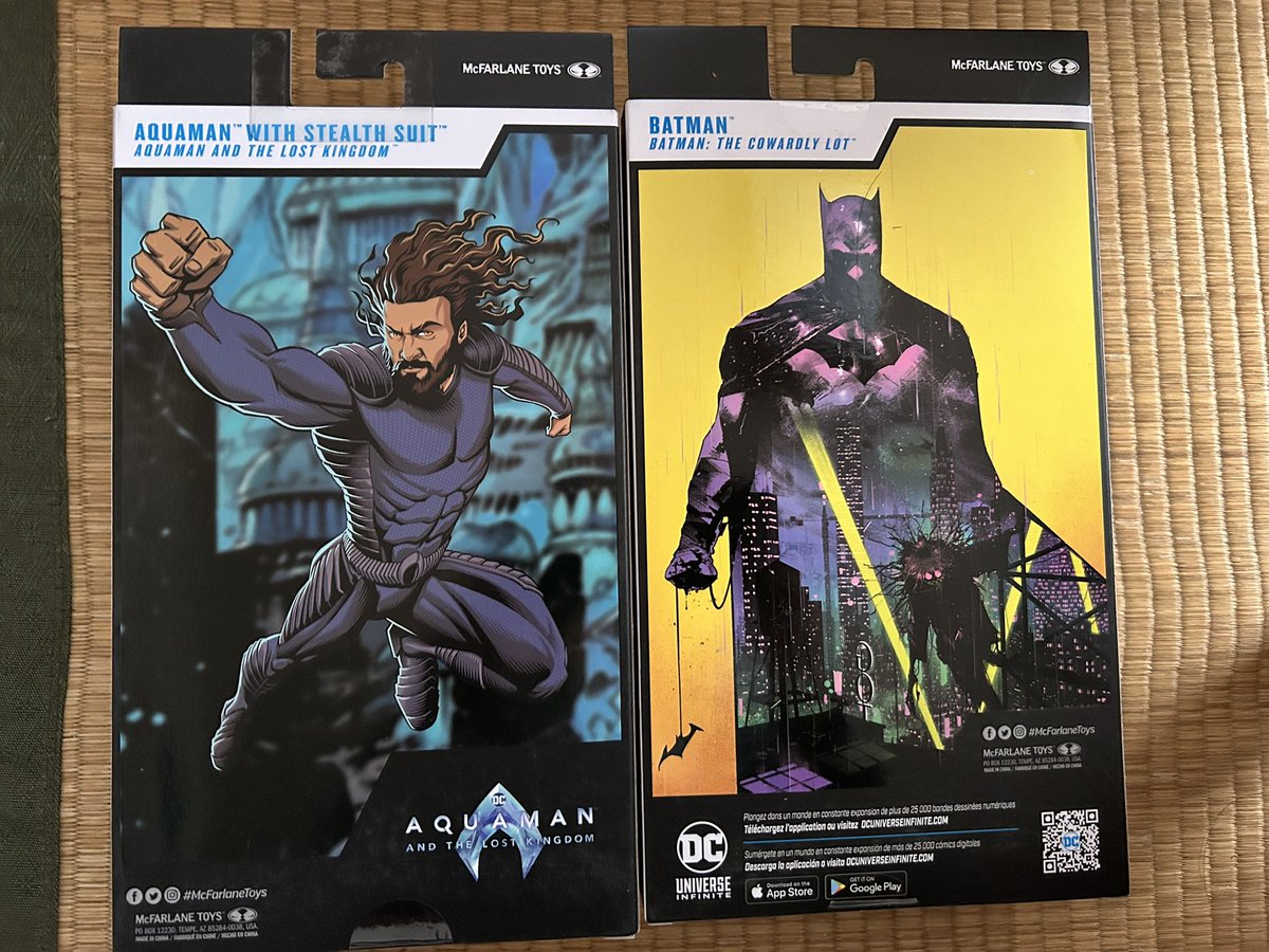 豆魚雷のセールで買ったバットマンとアクアマンのフィギュアと